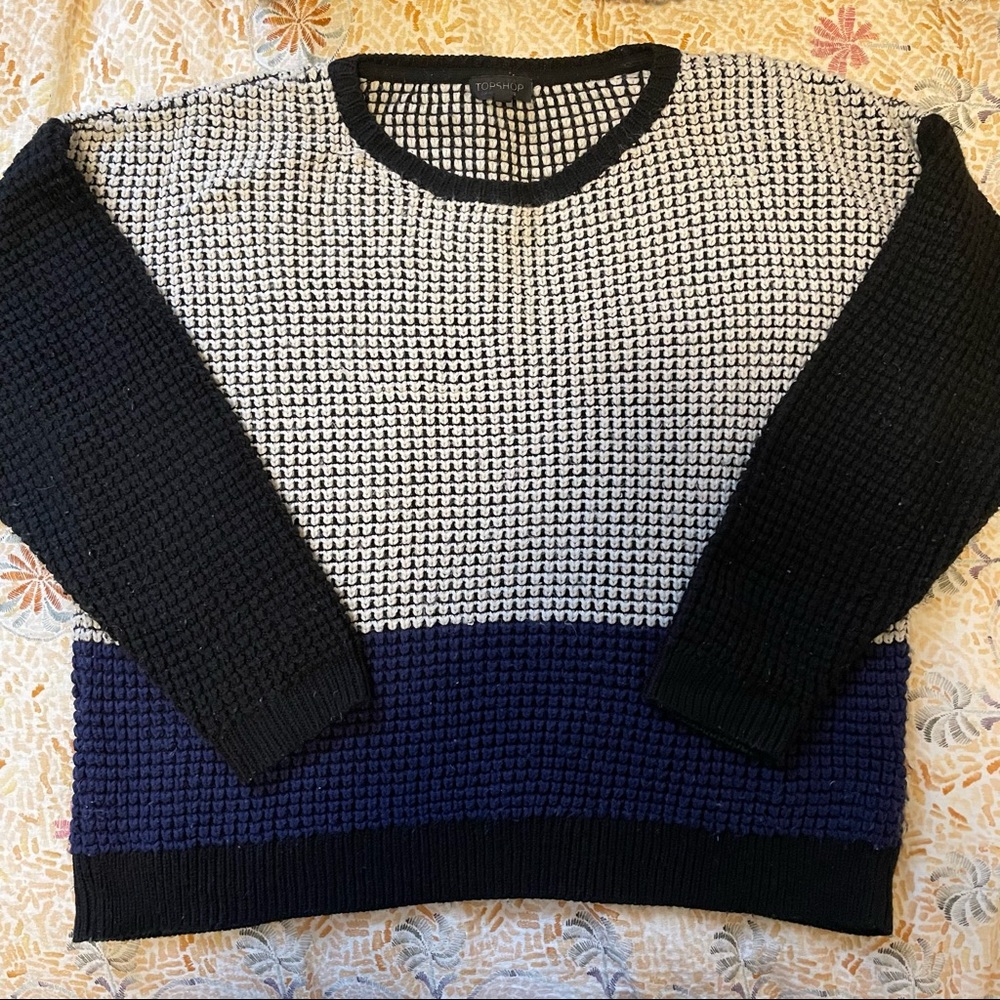 Topshop Black White and Blue Chunky Sweater